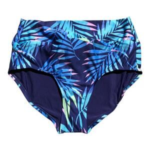 ModCloth NIP Clarice High-Waisted Bikini Bottom Blue Tropical Print Medium